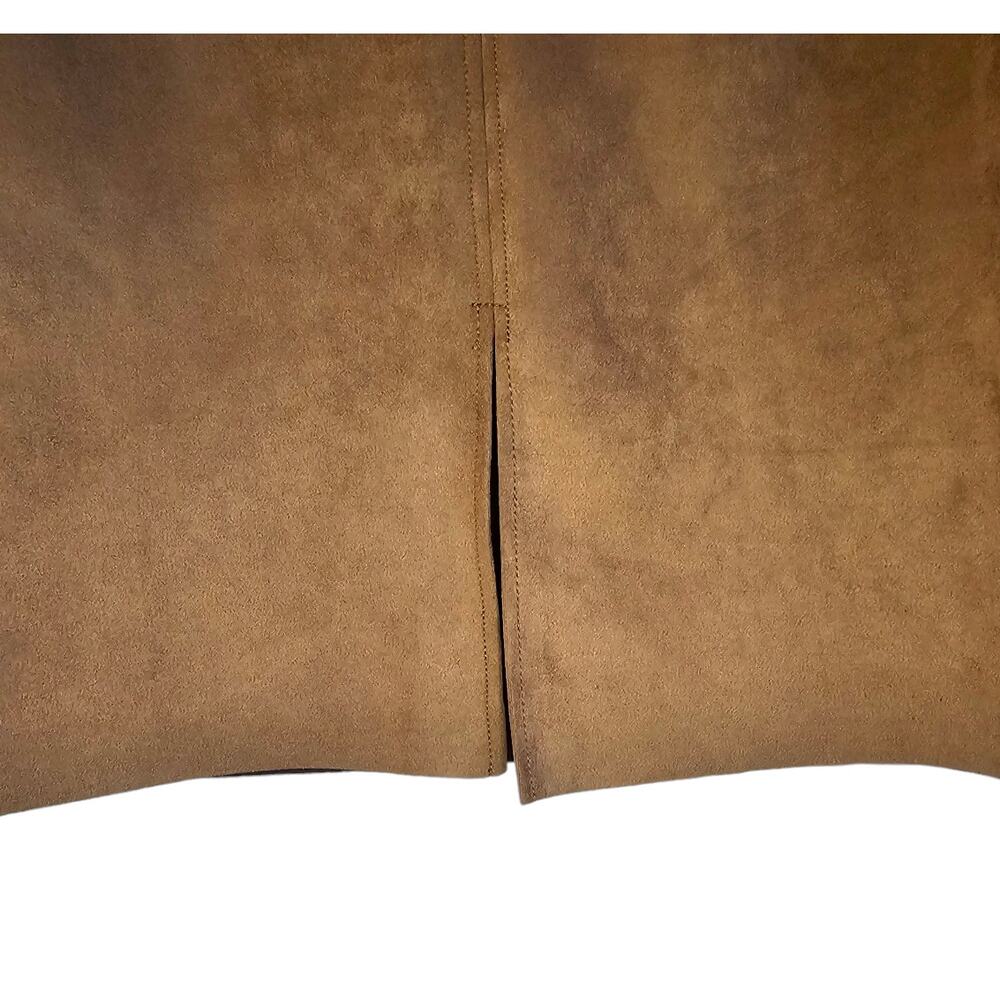 Chaps NWT Caramel Brown Faux Suede Boho Cowgirl Knee Length Skirt - Picture 7 of 7